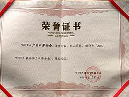 wiffa廣州口岸分會(huì)榮譽(yù)證書